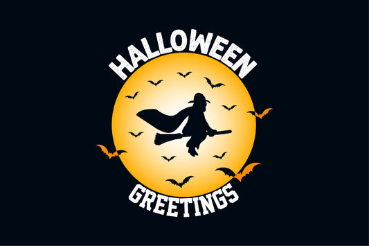 Halloween Greetings | Schaurig schwarzes T-Shirt, 100% Baumwolle