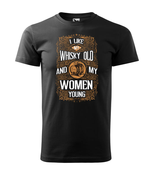 I Like My Whisky Old and My Woman Young T-Shirt – Vintage-Style für echte Genießer!, 100% Baumwolle
