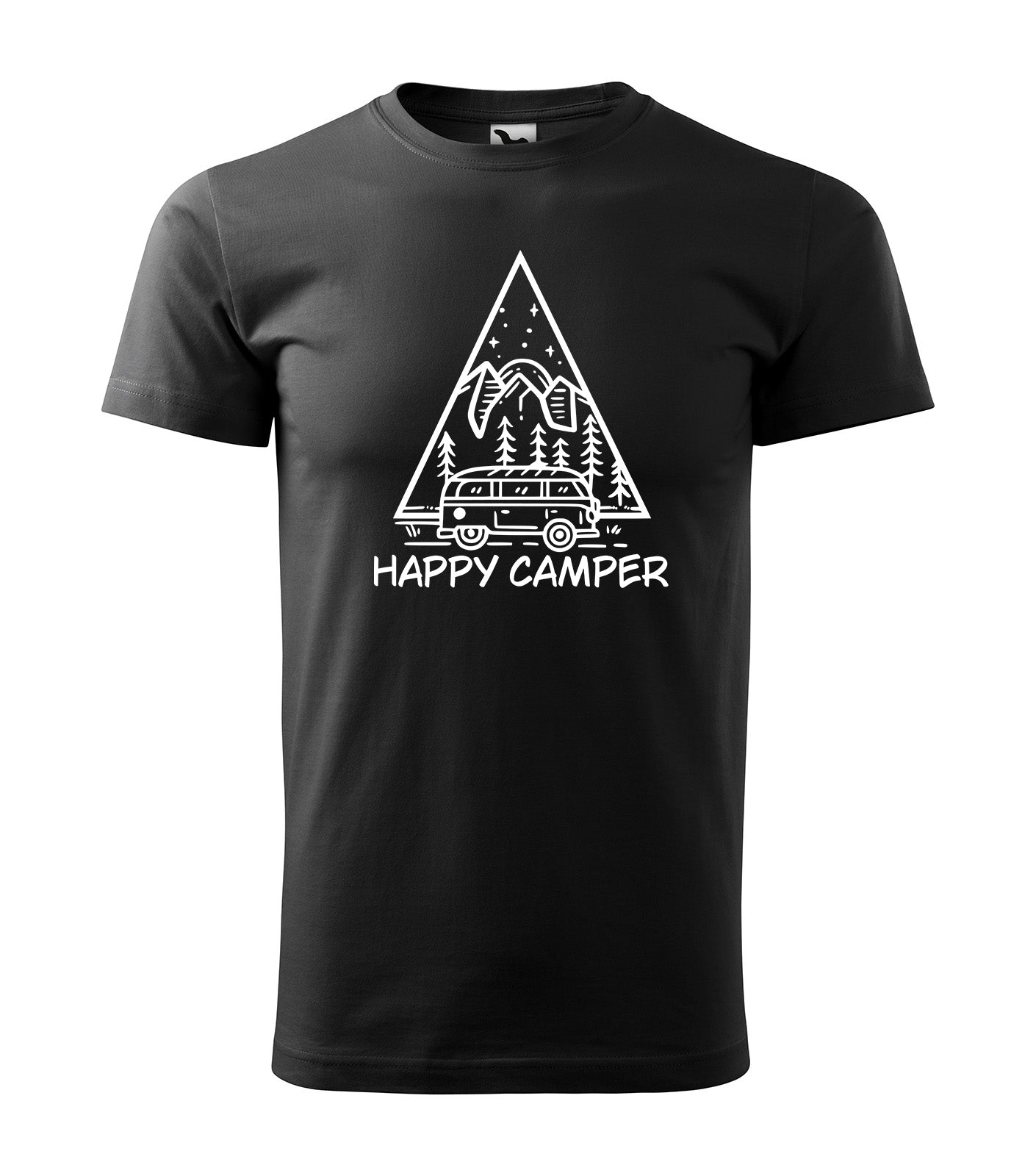 Schwarzes Outdoor T-Shirt „Happy Camper“ – Nickifabrik®