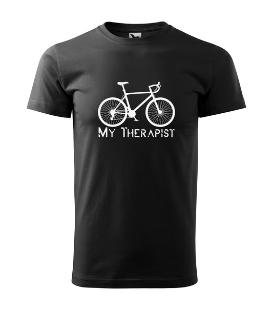 Schwarzes Shirt „Mein Therapeut hat zwei Räder“ für Radfahrer – Nickifabrik®